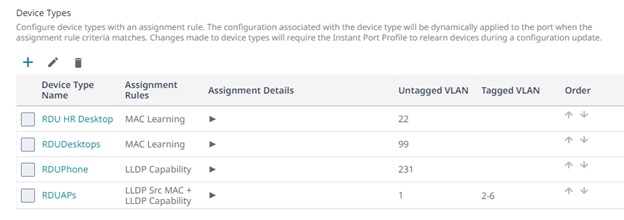 Viewing wired device types Viewing wired device types